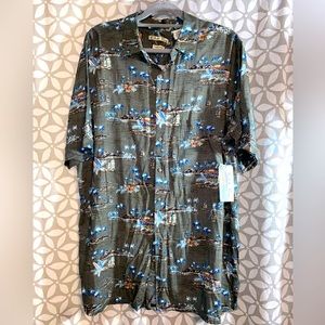New Batick Bay Green Hawaiian Tropical Short Sleeve Shirt XLT